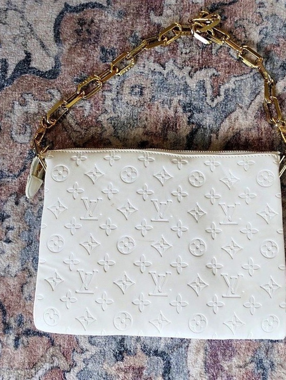 Easy Pouch On Strap Embossed Chain Clutch in White